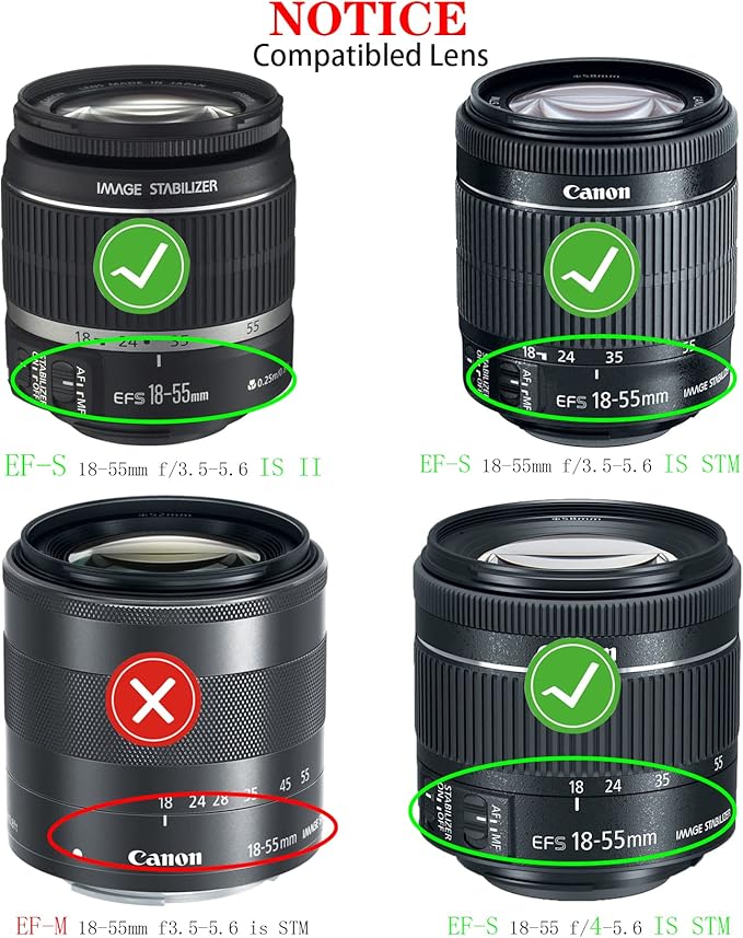 58mm Lens Cap Cover for Canon EF-S 18-55mm f/3.5-5.6 is II/STM/f/4-5.6 is STM Lens,Compatible for EOS Rebel T7 T6 T5 T8i T7i T6s T6i T5i T4i T3i T2i T1i SL3 SL2 SL1 4000D &More 58mm Filter Thread
