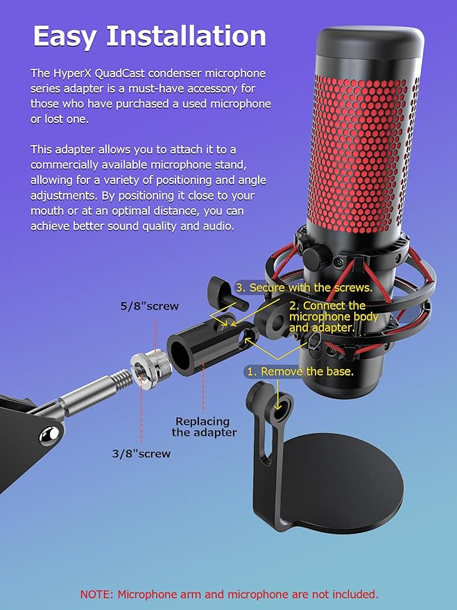 M05 Boom Arm, 360° Rotatable Microphone Stand with Desk Mount (QuadCast dapter (black))