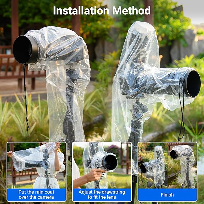 1+1 Camera Rain Cover Without/with Flash for Canon EOS 4000D 90D 80D 77D 70D 5D 6D 7D Rebel T8i T7i T7 T6i T6 T5i for Nikon D500 D610 D750 D800 D7500 D7200 D5600 D3500 D3400 for Sony A7R A7S A7C