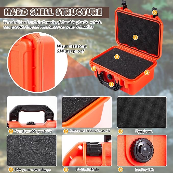 Relaxweex 1 Pcs 22.4 x 16.1 x 10.2 Inch Waterproof Hard Case with DIY Customizable Foam Insert Portable Protective Case with Knife for Camera Drones Equipments Tools Test Instruments (Reddish Orange)