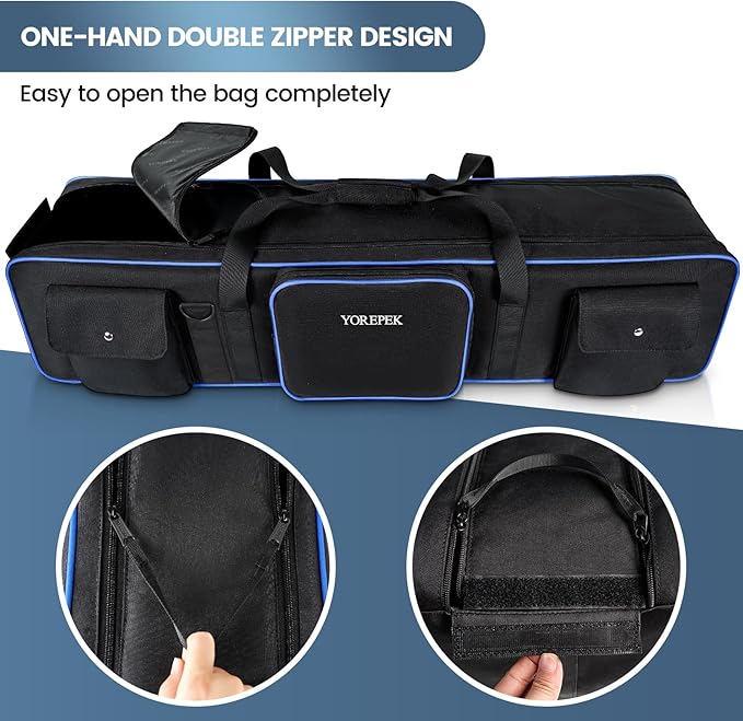 YOREPEK Tripod Carrying Case Bag 50.5", Resistant Light Stand Bag with 2 Removable Padding, Photo Studio Equipment Case for Tripods, Monopods, Speaker Stands, Umbrellas, Gear, Mic Stand, Tent Pole