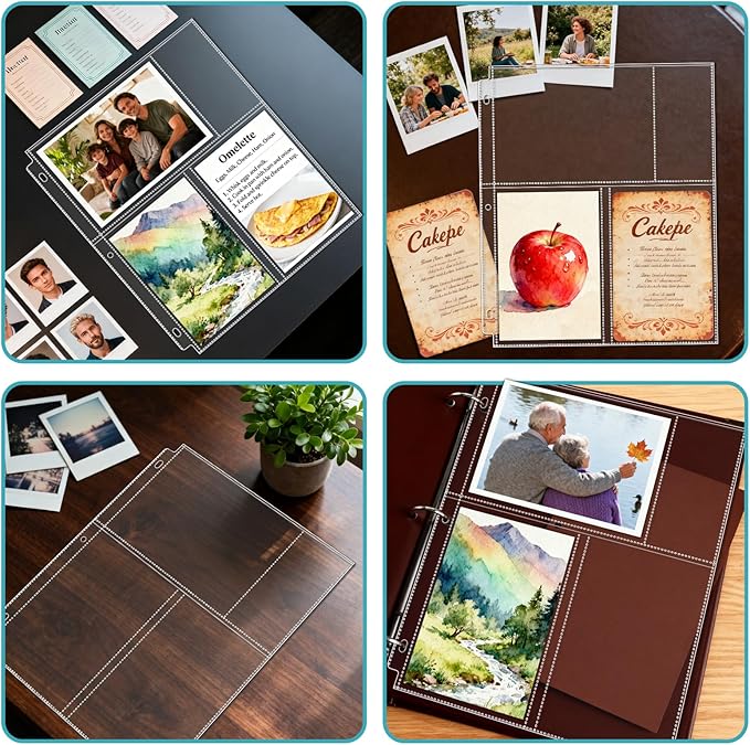 VOKOY 50 Pack 4" x 6" Clear Photo Sleeves for 3 Ring Binder, Double Sided 3-Pocket Sheet Protectors Archival Photo Album Postcard Refill Pages Storage Pockets Organizer, 300 Pockets