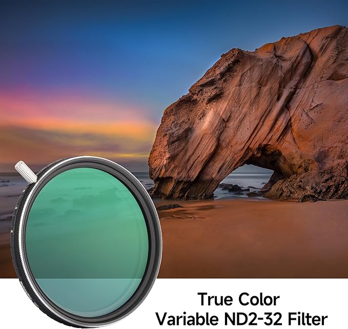 WalkingWay 67mm True Color ND Filter Variable ND2-32 (1-5 Stops) Neutral Density Filter Adjustable ND4 ND8 ND16 Filter VND 0.3-1.5 for Camera Lens