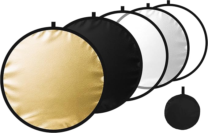 24/32/43/52in Light Reflectors for Photography with 5 in 1 Light Diffuser Panel &Bag,Photography Reflector Ideal for Content Creator Essentials&Photographer in Silver,Gold,White and Black