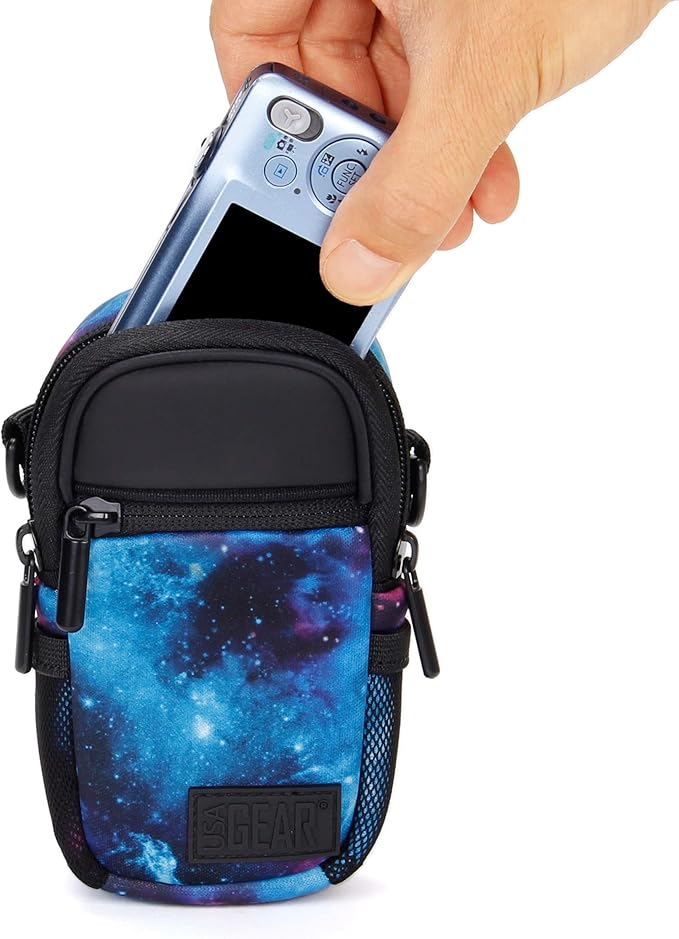 USA Gear Compact Camera Case Point & Shoot Camera Bag with Accessory Pockets, Rain Cover & Shoulder Strap Works W/Sony CyberShot, Canon PowerShot ELPH, Nikon COOLPIX, Olympus & More