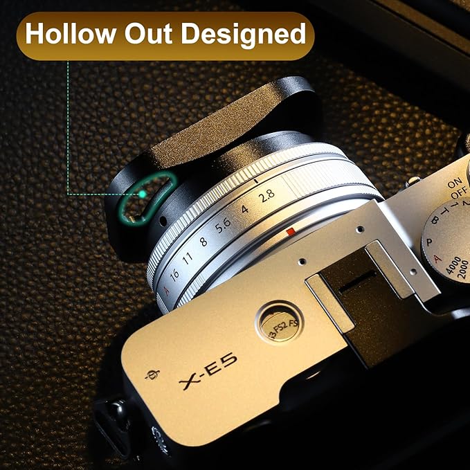 Haoge Lens Hood Metal Squaret for Fujifilm XE5 XF 23mm f2.8 Kit Fujinon XF27mmF2.8 R WR Lense Hood Black with 39mm E39 Filter Thread,Screw-in Lens Hood with Hollow Out Designed