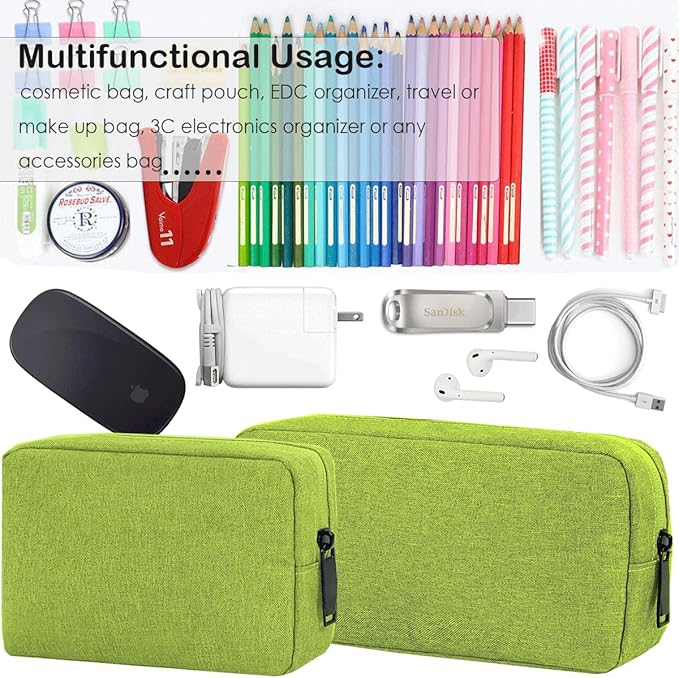 Electronics Organizer Case, Cable Organizer Bag Waterproof Electronic Accessories Case Travel Electronic Carrying Bag for Cable, Cord, Charger, Phone, Power Bank, Earphone (Big-Green)