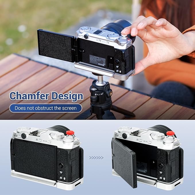 X-M5 XM5 Handgrip, L-Shape Bracket Handle for Fujifilm Fuji X-M5 XM5 Camera, with Built-in Arca Quick Release Plate & Battery Compartment Opening, XM-5 Hand Grip Holder Anti-Slip Microfiber Pad Design