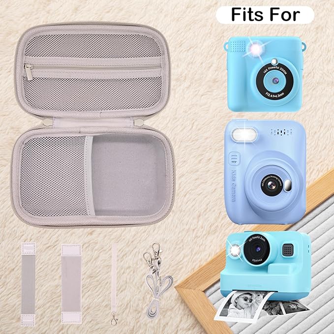 Instant Print Film Camera Case for Kid Cameras & Digital Video Camera, Hard Storage Holder Organizer Bag Compatible with ESOXOFFORE/Dylanto/Anchioo/MINIBEAR and More (Purple)