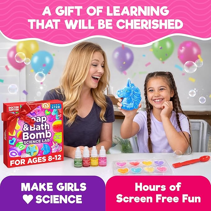 Doctor Jupiter Soap & Bath Bomb Science Lab for Kids Ages 8-9-10-11-12 | Birthday Gift Ideas for 8+ Years Old Boys & Girls | Learning & Educational Kits