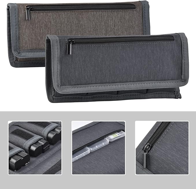 PowerTrust 2Pcs Battery Storage Case Bag for LP-E6 EN-EL15 NP-FW50 NP-F550 DSLR Camera Batteries and AA AAA Battery