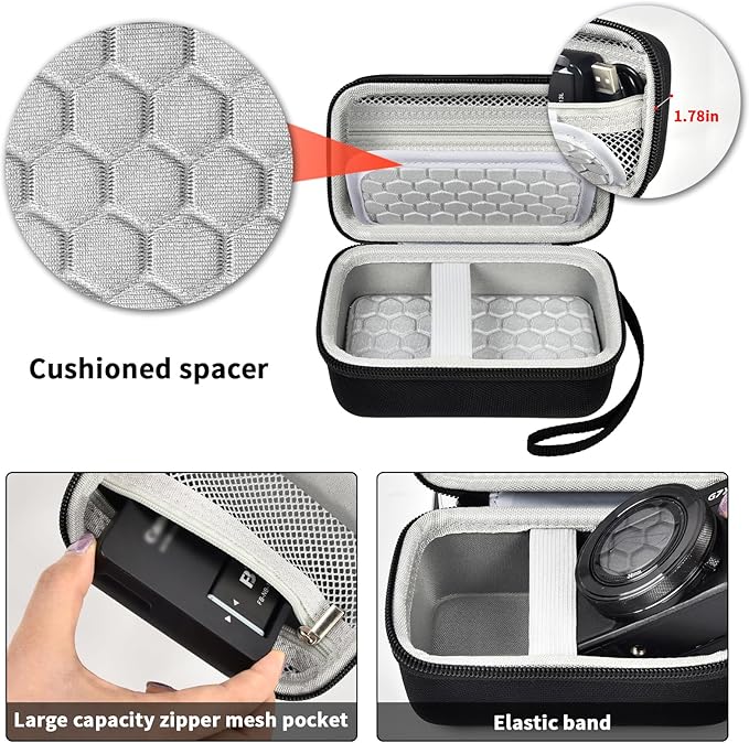 Comecase Digital Camera Carrying Case Compatible with CAMKORY/for VAHOIALD/for Canon PowerShot G7X/ for Kodak Pixpro/for Sony DSCW800 Compact Small Camera Storage Bag for Boys Girls Kids - Black