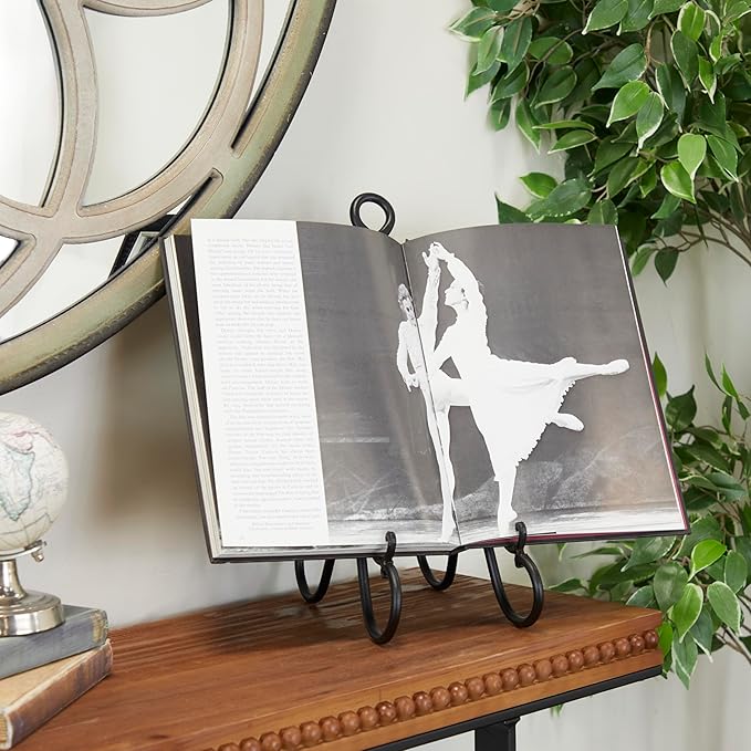 Deco 79 Metal Display Easel Scroll Tabletop Easel, Display Stand 6" x 10" x 14", Black