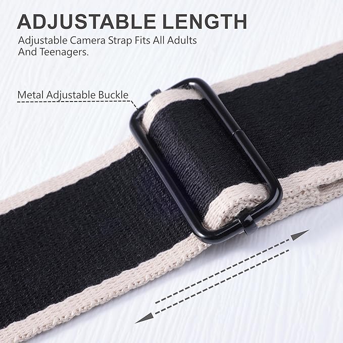 Padwa Lifestyle Adjustable Camera Strap - 2" Top Layer Cowhide Head Camera Straps for Photographers, Cotton Adjustable Neck Shoulder & Crossbody Strap Quick Release for All Cameras and Binoculars