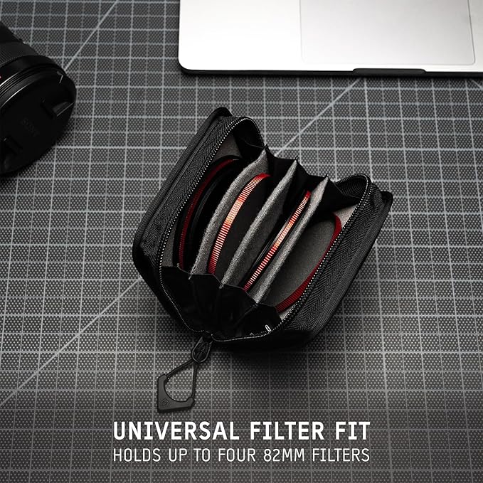 WANDRD Lens Filter Case - Store 4 Filters in Your Camera Backpack or Camera Case, Protect Photography Accessories from Scratches, Dust & Impact Traveling Bag (Black)