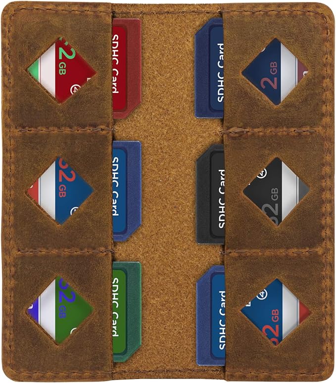MegaGear Leather SD Card Holder with 12 Card Slots
