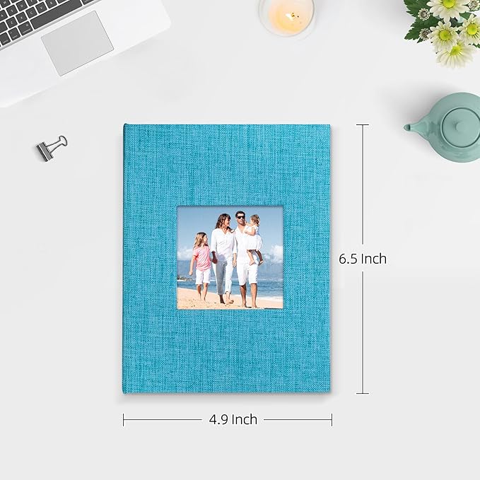Mublalbum 2 Pack 4x6 Inch Blue Linen Hardcover Photo Albums with 26 Pages Each
