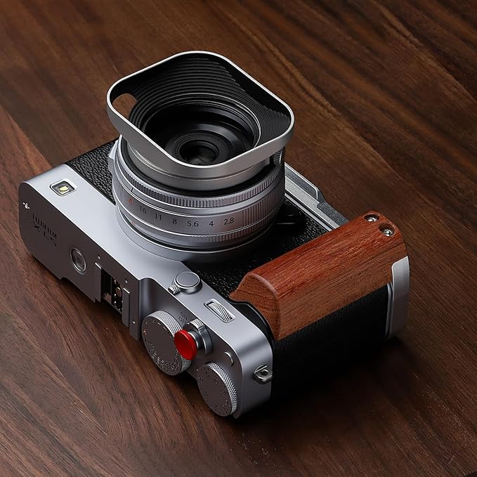 Haoge Lens Hood Metal Squaret for Fujifilm Fujinon XF27mmF2.8 R WR Lense Hood Silver