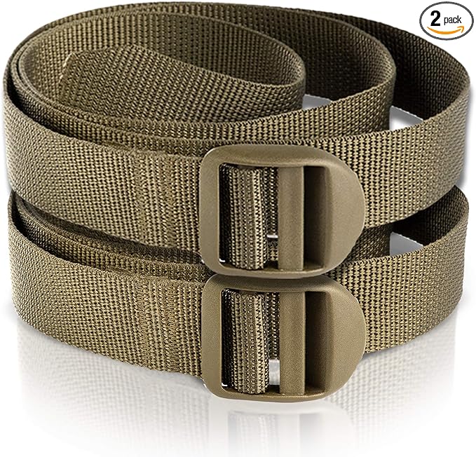 M-Tac Pack of 2X Utility Strap for Backpack Tactical Lashing for MOLLE Gear Plastic Buckle (Olive, 50 inches)