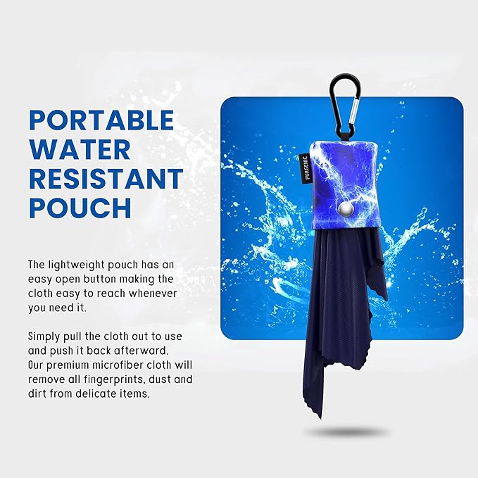 Microfiber Cloth & Glasses Wipes (1 Pack) Lens & Glasses Cleaning Cloth - Eyeglass Cleaner - Camera Lenses & Gadget Delicate Screens - Blue