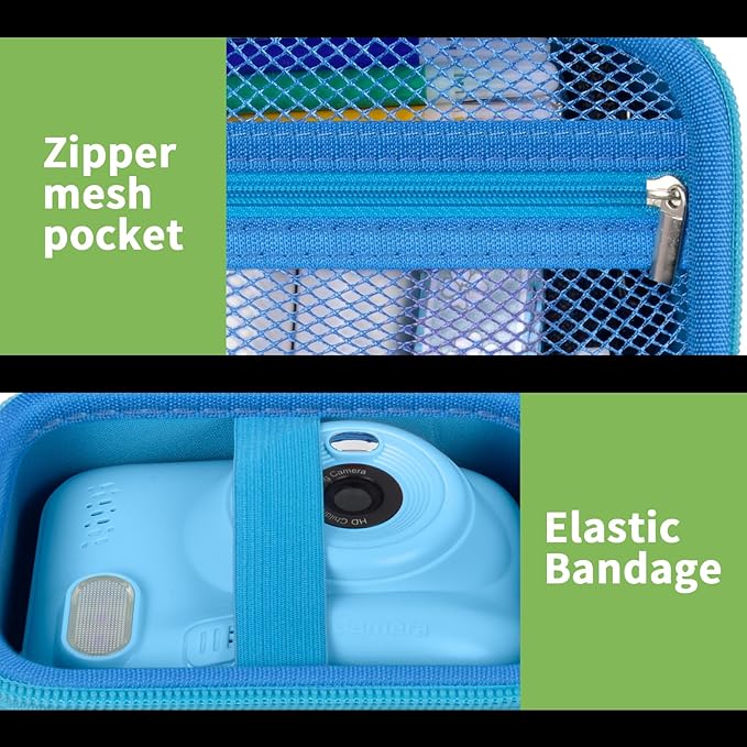 Instant Print Camera Case Compatible with Gofunly Camera, Digital Camera Bag for Esoxoffore/for LETSHAHA/for JPVERLY/for Hangrui, Storage for Printer Paper and 32GB SD Card- Blue (Box Only)