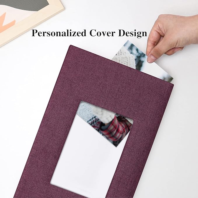 Vienrose Linen Photo Album 300 Pockets for 4x6 Photos Fabric Cover Photo Books Slip-in Picture Albums Wedding Baby Purple
