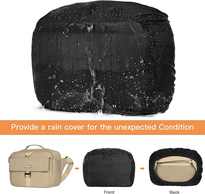 MOSISO Camera Shoulder Bag Case Crossbody Sling Purse, DSLR/SLR/Mirrorless Compact Padded Photography Handbag with Rain Cover Compatible with Canon/Nikon/Sony Cameras and Lenses, Khaki