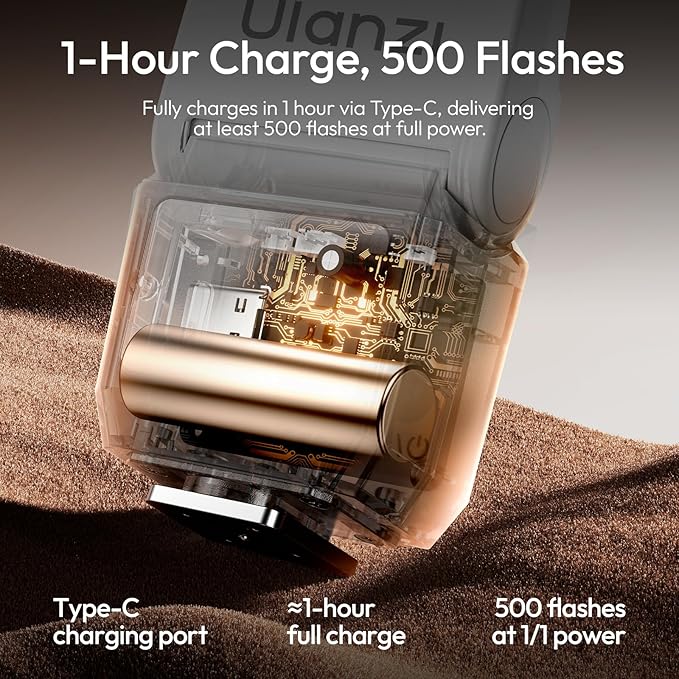 ULANZI SL03 Camera Mini Flash Speedlite with Video Light for Beginners Basic, GN8 6500K Flash 90° Adjust Angle Speedlite Compatible with Sony DSLR Cameras, Universal Single Contact Hot Shoe Mount