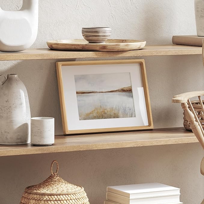 4x6 Picture Frame, USA-Sourced Natural Beech Wood Photo Frame with Tempered Glass, Handcrafted Rounded Corner 4 x 6 Wooden Frame Matted to 3.5x5 Photos, Wall or Tabletop Display