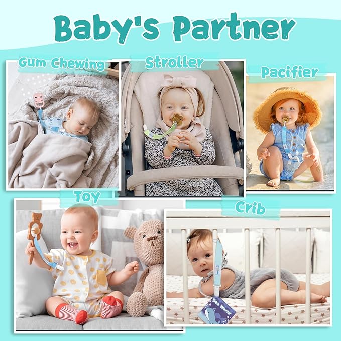 babygoal Baby Pacifier Clips for Boys, 6 Pack Pacifier Holder Clips for Baby Boys and Girls Fits for Most Pacifier Styles and Binkies 6PBM05-HZ