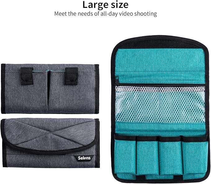 Selens DSLR Battery Case - 4 Pocket Pouch for NP-FZ100, LP-E6, AA, LP-E8, LP-E10, LP-E12, EN-EL14, EN-EL15, NP-FW50, NP-F550, NP-FM500H Batteries & SD Cards