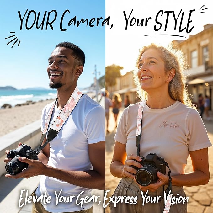 Art Tribute Camera Strap for All DSLR and Mirrorless Cameras. Add Your Name Or Initials Make It a Personalized Gift