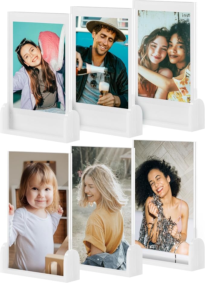 Janaden Small Polaroid Picture Frame, 2x3 Instax Frame for Fujifilm Instax Mini Film, Cute Mini Polaroid Frames for Wallet Sized Little Photos, Instant Film Desktop Display Holder, 6 Pack
