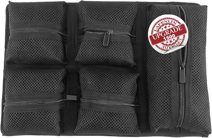 LAFENLIN UPGRADED Lid Organizer for Pelican 1500 Case [Max Space, Secure Gear] - 5-Pocket Mesh Panel for Photographers, Divers & Tactical Pros, Includes Screws & Hook and Loop, No More Loose Tools