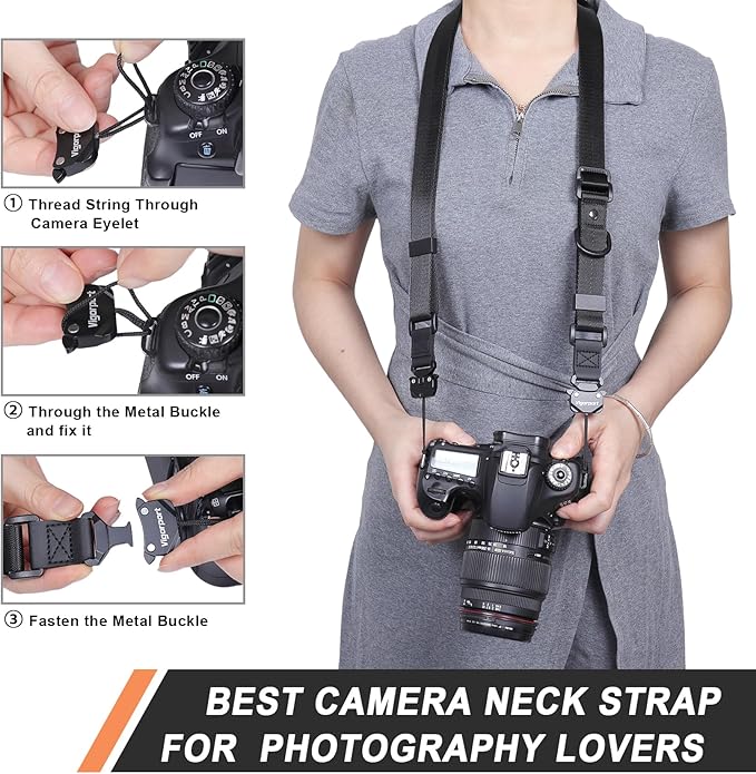 Vigorport Camera Strap, Crossbody Shoulder Strap, Camera Neck Strap with Quick Release Metal Buckle for DSLR/Binoculars