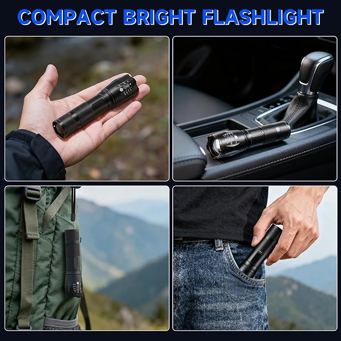 8 Pack Small Flashlight Powerful, 5 Modes Bright LED Flashlights High Lumens, Mini Flashlights for Home, Flash light for Emergency, Adjustable Pocket Tactical Flashlight Camping, Outdoor Torch Lights