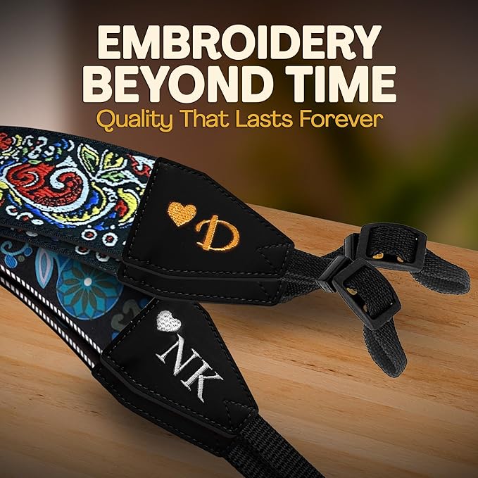 Art Tribute Camera Strap for All DSLR and Mirrorless Cameras. Add Your Name Or Initials Make It a Personalized Gift