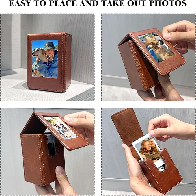 WOGOZAN Mini Picture Holder Case for Fujifilm Instax Mini 12/11/99/90/EVO Camera 2.15x3.4 Inches Film Accessories Photo Pouch Protection Case Can Hold 50+ Films (Oil Brown)