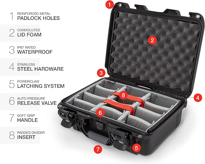 Nanuk Medium Series 920 Lightweight NK-7 Resin Waterproof Protective Case with Padded Dividers, Black