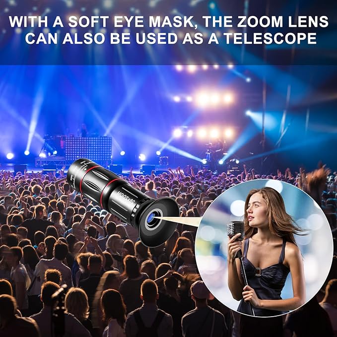 Phone Camera Lens Kit 28X Telephoto Lens for iPhone with E-Clip and Tripod, Suitable for Most (Black)