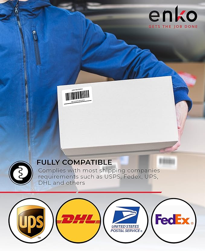 enKo - 5-1/2 x 8-1/2 Inch Label - White Blank - 2 Per Sheet Half Shipping Labels for Laser Inkjet Printer (1000 Sheets, 2000 Labels)