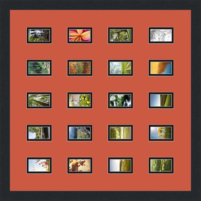 Art to Frames Double-Multimat-398-693/89-FRBW26079 Collage Photo Frame Double Mat with 20-2x3 Openings and Satin Black Frame