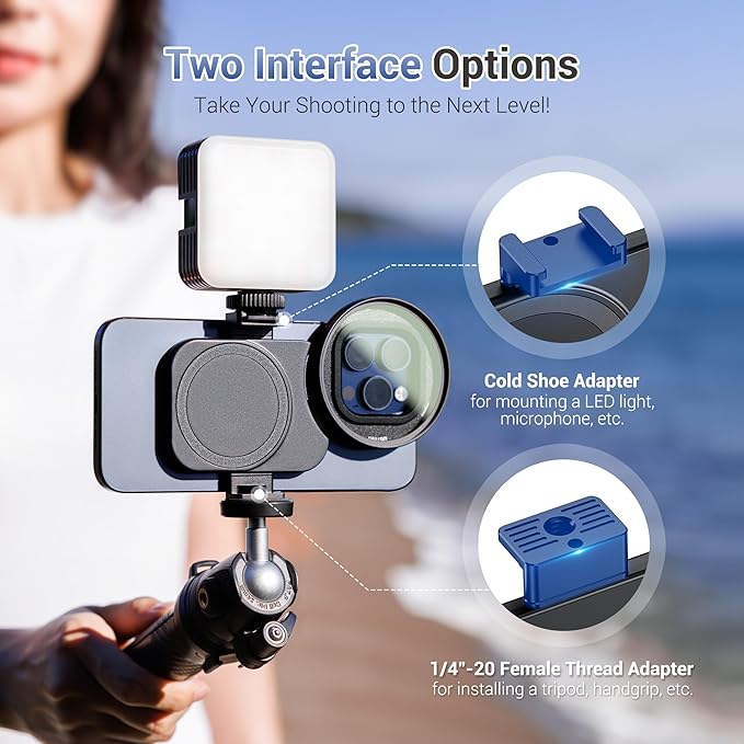 JJC 67mm CPL Filter for iPhone, Magnetic Circiular Polarizer Lens Filter Adapter Kit Compatible with iPhone 16 15 14 Pro Max Plus with 1/4” Screw & Shoe Mount for Vlogging Video Recording TikTok