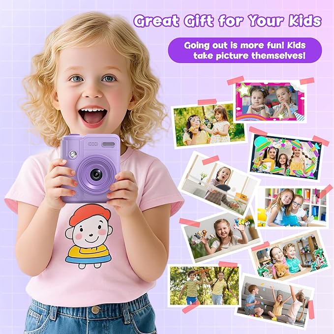 Kids Camera Gifts for Girls Boys - Christmas Birthday Xmas Gift for Girl Boy Age 3 4 5 6 7 8 9 10 11 12 Year Old - Instant Print Digital Toys Ages 3-5 6-8 8-12 Years Olds - Toddler Learning Kid Toy
