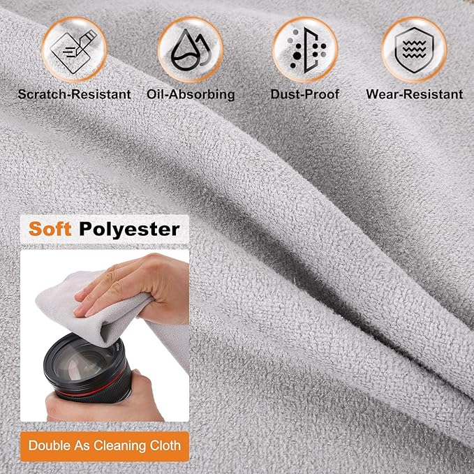 PATIKIL 18" x 18" Camera Protective Wrap, Magic Self-Adhesive Cloth Anti-scratch Lens Pouches for Camera Lens DSLR Phone Laptop, Dark Green