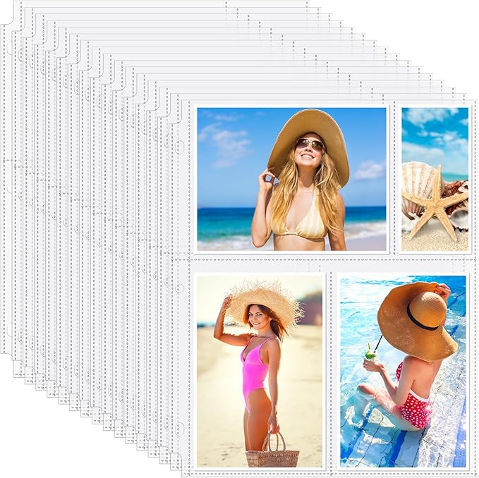 Feifeiya 150 Pack 4 x 6 Photo Sleeves for 3 Ring Binder(for 600 Pictures) archival Photo Page Protectors Holds Clear Plastic Refill Pages Plastic Album Refill Pages