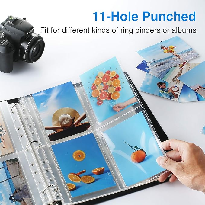 Sooez 30 Pack Heavy Duty Photo Sleeves for 3 Ring Binder (240 Pictures), 3.5x5 Plastic Album Refill Pages, Clear Archival Sleeves, Binder Pages