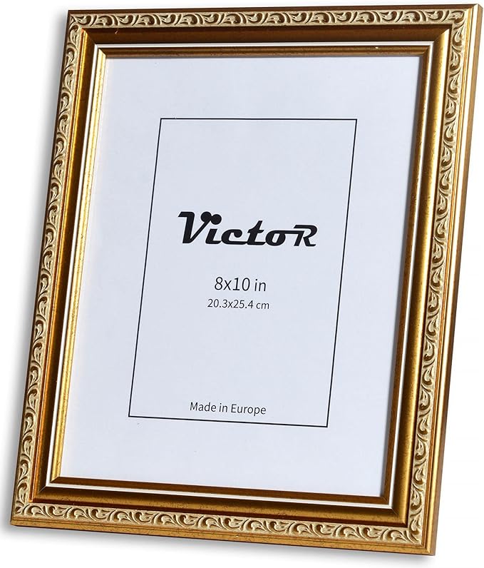 VictoR Picture Frame Chagall 8x10 Gold - Vintage Picture Frames with Shutterproof Acrylic Glass - 8 x 10 Photo Frame - Gold Picture Frames - Antique - only for hanging