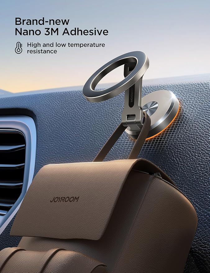 JOYROOM for Magsafe Car Mount, All-Metal Magnetic Phone Holder for Car, Strong Magnets iPhone Car Mount Hands Free Phone Holders for Your Car Dash Fits iPhone & MagSafe Case