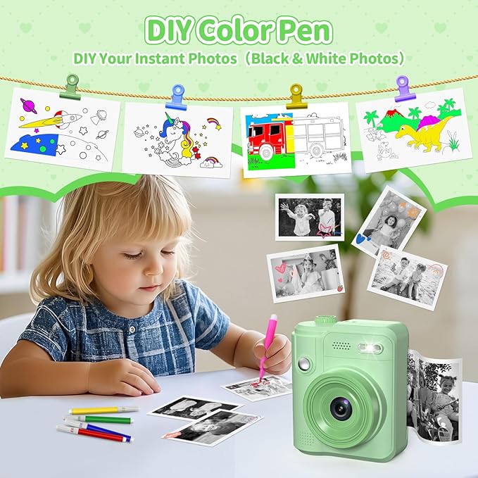 Kids Camera Gifts for Girls Boys - Christmas Birthday Xmas Gift for Girl Boy Age 3 4 5 6 7 8 9 10 11 12 Year Old - Instant Print Digital Toys Ages 3-5 6-8 8-12 Years Olds - Toddler Learning Kid Toy